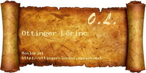 Ottinger Lőrinc névjegykártya